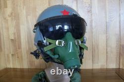 Used Fighter Pilot Flight Helmet, T Hook Oxygen Mask Bayonets Ym-9915G