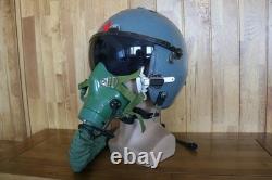 Used Fighter Pilot Flight Helmet, T Hook Oxygen Mask Bayonets Ym-9915G