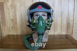 Used Fighter Pilot Flight Helmet, T Hook Oxygen Mask Bayonets Ym-9915G