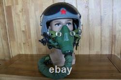 Used Fighter Pilot Flight Helmet, T Hook Oxygen Mask Bayonets Ym-9915G