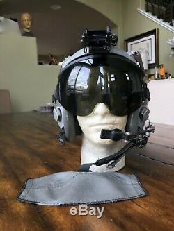 Used Hgu55 Gentex Pilot Flight Helmet Large & Banana Nvg Mount Hgu 55