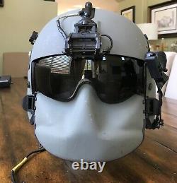 Used Large Hgu56p Helicopter Pilot Flight Helmet, Mfs Lip Light Nvg Mount Hgu 56