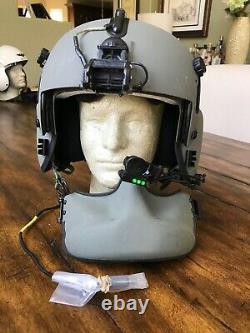 Used Large Hgu56p Helicopter Pilot Flight Helmet, Mfs Lip Light Nvg Mount Hgu 56