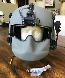 Used Large Hgu56p Helicopter Pilot Flight Helmet, Mfs Lip Light Nvg Mount Hgu 56