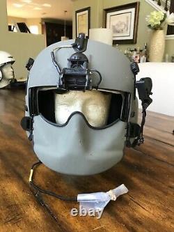 Used Large Hgu56p Helicopter Pilot Flight Helmet, Mfs Lip Light Nvg Mount Hgu 56