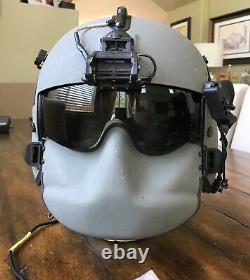 Used Large Hgu56p Helicopter Pilot Flight Helmet, Mfs Lip Light Nvg Mount Hgu 56