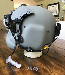 Used Large Hgu56p Helicopter Pilot Flight Helmet, Mfs Lip Light Nvg Mount Hgu 56