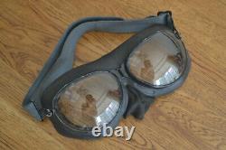 Used air force fighter pilot leather flight helmet, aviation goggles, microphone