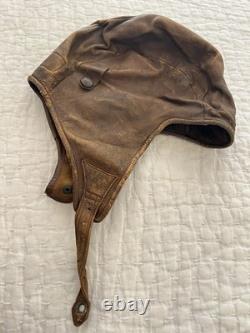 VTG 1920s 1940s Scully Bros Leather Airmail Flight Helmet Aviator Pilot Cap