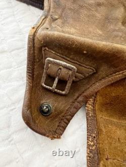 VTG 1920s 1940s Scully Bros Leather Airmail Flight Helmet Aviator Pilot Cap