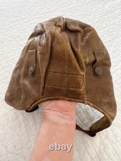 VTG 1920s 1940s Scully Bros Leather Airmail Flight Helmet Aviator Pilot Cap