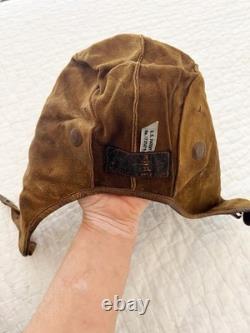 VTG 1920s 1940s Scully Bros Leather Airmail Flight Helmet Aviator Pilot Cap