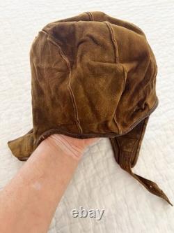 VTG 1920s 1940s Scully Bros Leather Airmail Flight Helmet Aviator Pilot Cap
