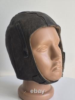 VTG USSR Air Force Leather Winter Pilot Flight Helmet / Aviator Hat, M size