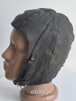 VTG USSR Air Force Leather Winter Pilot Flight Helmet / Aviator Hat, M size