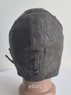 VTG USSR Air Force Leather Winter Pilot Flight Helmet / Aviator Hat, M size