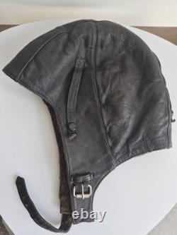 VTG USSR Air Force Leather Winter Pilot Flight Helmet / Aviator Hat, M size VTG USSR Air Force Leather Winter Pilot Flight Helmet / Aviator Hat, M size