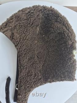 VTG USSR Air Force Leather Winter Pilot Flight Helmet / Aviator Hat, M size