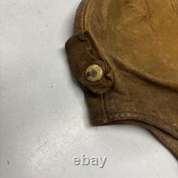Vintage 1918 Skull Leather Aviator Flight Cap Pilot Helmet Military Tan #69
