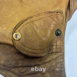 Vintage 1918 Skull Leather Aviator Flight Cap Pilot Helmet Military Tan #69