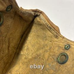 Vintage 1918 Skull Leather Aviator Flight Cap Pilot Helmet Military Tan #69