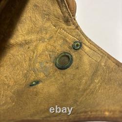 Vintage 1918 Skull Leather Aviator Flight Cap Pilot Helmet Military Tan #69