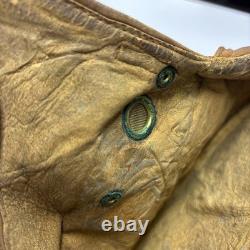 Vintage 1918 Skull Leather Aviator Flight Cap Pilot Helmet Military Tan #69