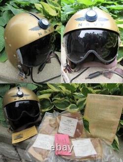 Vintage 1950's US NAVY APH-5 MSA Pilot flight fighter helmet Vietnam EXTRAS