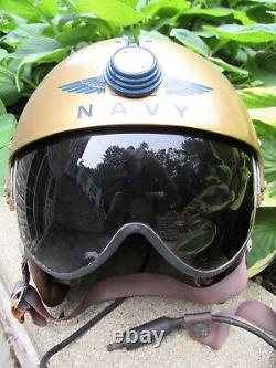 Vintage 1950's US NAVY APH-5 MSA Pilot flight fighter helmet Vietnam EXTRAS