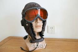 Vintage Air Force Mig-15 Pilot Leather Flight Helmet, throat Microphone