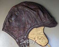 Vintage Authentic Head Wear Wwii Aviation Leather Aviator Pilot Flight Helmet