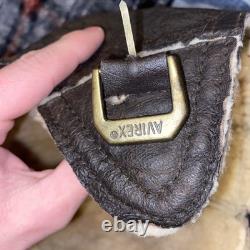 Vintage Avirex Leather Aviator Flight Helmet Hat Cap Made In USA- Missing Strap