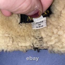 Vintage Avirex Leather Aviator Flight Helmet Hat Cap Made In USA- Missing Strap