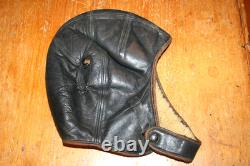 Vintage BOETTGIEL Leather Aviator Flight Helmet Shearling Lined Pat 1928