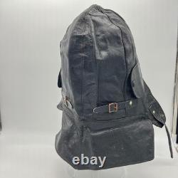Vintage Black Leather Flight Helmet Aviator Cap Motorcycle Hat Size 60 Prop