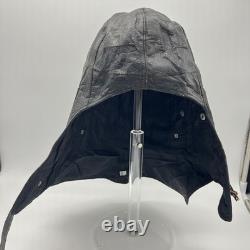 Vintage Black Leather Flight Helmet Aviator Cap Motorcycle Hat Size 60 Prop
