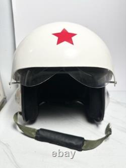 Vintage Chinese PLA TK-11 Fighter Pilot Flight Helmet Red Star Bubble Visor