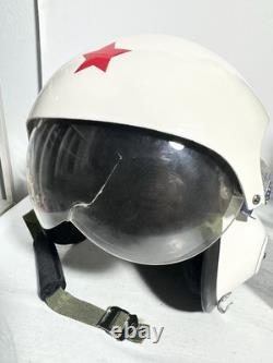 Vintage Chinese PLA TK-11 Fighter Pilot Flight Helmet Red Star Bubble Visor