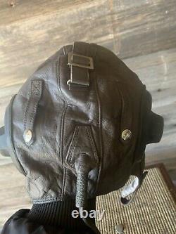 Vintage Fighter Pilot Leather Helmet Chinese Mig 19 Flight Helmet