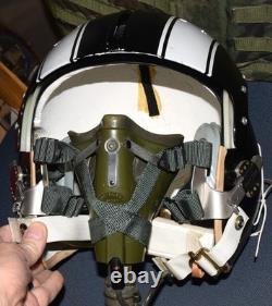 Vintage Gentex Usaf Military Pilots Flight Visor Helmet & Mbu-5/p Mask Striped