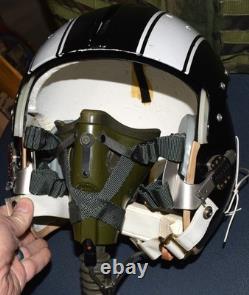 Vintage Gentex Usaf Military Pilots Flight Visor Helmet & Mbu-5/p Mask Striped