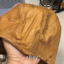 Vintage Leather Aviator Flight Cap Pilot Helmet Goggles Gordon Aerotogs Military