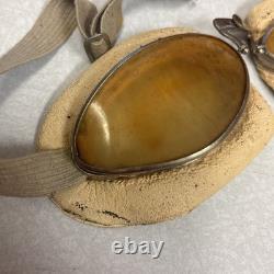 Vintage Leather Aviator Flight Cap Pilot Helmet Goggles Gordon Aerotogs Military