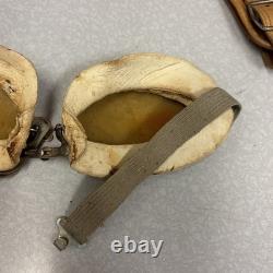 Vintage Leather Aviator Flight Cap Pilot Helmet Goggles Gordon Aerotogs Military
