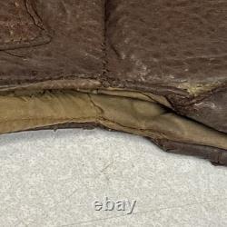 Vintage Leather Aviator Flight Cap Pilot Helmet Military Brown #66