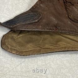 Vintage Leather Aviator Flight Cap Pilot Helmet Military Brown #66