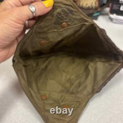 Vintage Leather Aviator Flight Cap Pilot Helmet Military Brown #66