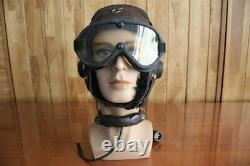 Vintage MiG-15 Pilot Leather Flight Helmet, aviation goggles