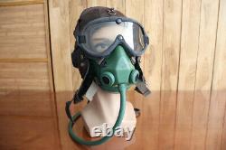 Vintage MiG-15 Pilot Leather Flight Helmet, aviation goggles, oxyge mask