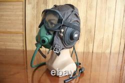 Vintage MiG-15 Pilot Leather Flight Helmet, aviation goggles, oxyge mask